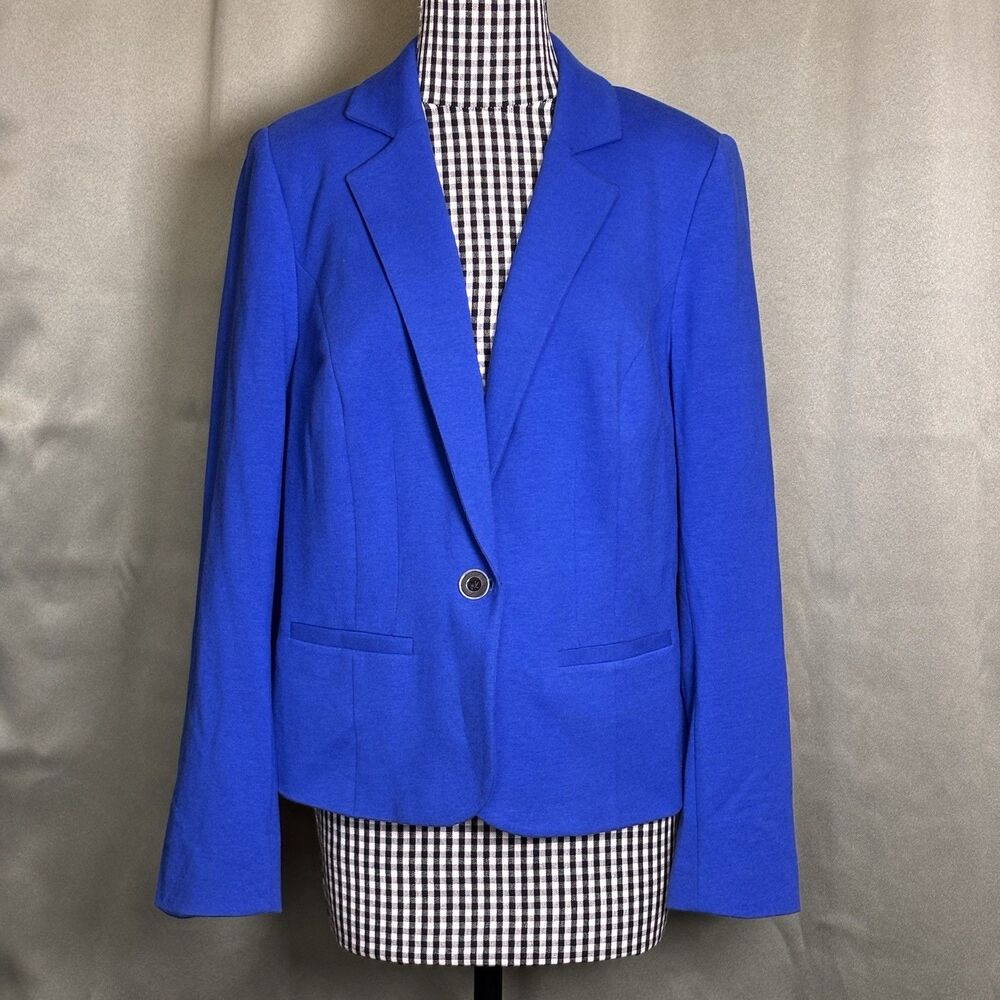 Lane Bryant Blazer Womens 14 Royal Blue Knit Cotton Stretch Career NEW!